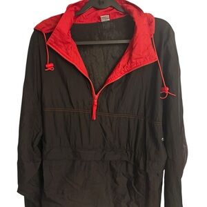 Black and Red Half-Zip Windbreaker